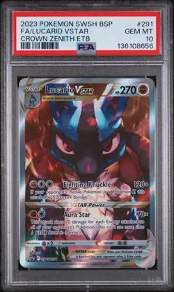 Fa/Lucario Vstar Pokemon Swsh Black Star Promo 291 PSA 10 - Image 1