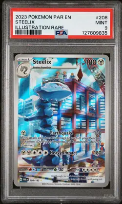 2023 POKEMON PAR EN-PARADOX RIFT ILLUSTRATION RARE #208 STEELIX PSA 9 - Image 1