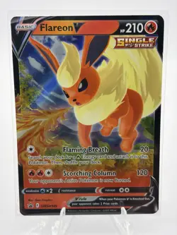 Pokemon Flareon V SWSH149 SWSH Promo Holo Single Strike 210HP Scorching Column - Image 1