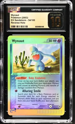 Pokemon Wynaut 54/100 Reverse Holo Ex Sandstorm 2003 PRISTINE BLACK LABEL CGC 10 - Image 1