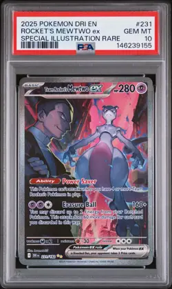 2025 POKEMON DRI EN-DESTINED RIVALS #231 TEAM ROCKET'S MEWTWO EX PSA 10 - Image 1