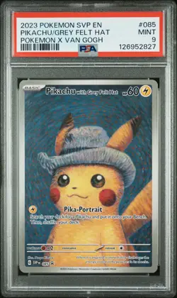2023 POKEMON SVP EN-SV BLACK STAR PROMO #085 PIKACHU WITH GREY FELT HAT PSA 9 - Image 1