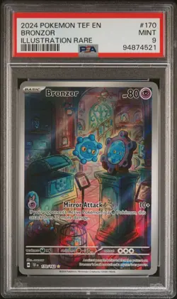 Pokemon Bronzor 170/162 SV05: Temporal Forces Holo Illustration Rare PSA 9 MINT - Image 1