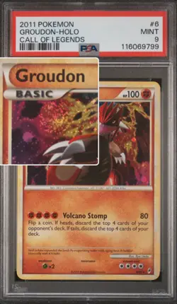 2011 Pokemon Groudon w/ Arm Swirl Call of Legends 6/95 Holo Rare PSA 9 POP 68 - Image 1
