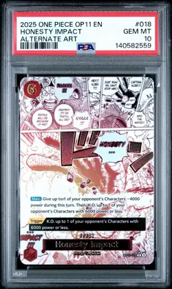 PSA 10 Honesty Impact Alternate Art OP11-018 A Fist of Divine Speed One Piece - Image 1