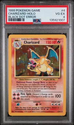 PSA 4 Charizard Holo 1999 Base Set 4/102 Pokemon Card BLACK DOT ERROR MISPRINT - Image 1