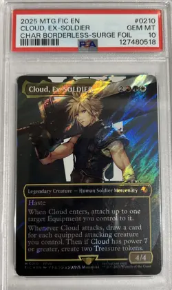 PSA 10 Magic the Gathering Cloud, Ex-SOLDIER Borderless Surge Foil Final Fantasy - Image 1