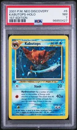 2001 Pokemon Neo Discovery 6 Kabutops Holo 1st Edition PSA 7 NM - Image 1