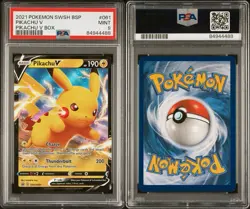 2021 Pokemon Pikachu V SWSH 061 Black Star Promo Box Full Art TCG PSA 9 - Image 3