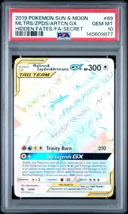 Pokemon TCG - Hidden Fates - Moltres & Zapdos & Articuno GX - 69/68 - PSA 10 - Image 1