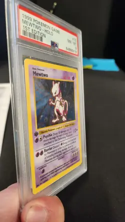 Pokemon TCG Mewtwo 010/102 First Edition Base Set (Shadowless) Holo PSA 8 - Image 3