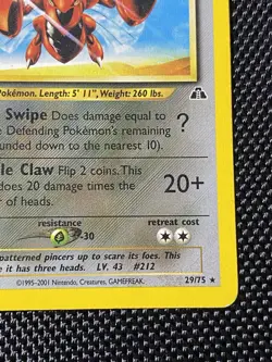 Scizor 29/75 Rare | Neo Discovery 1st First Edition | WOTC Pokemon TCG | LP - Image 4