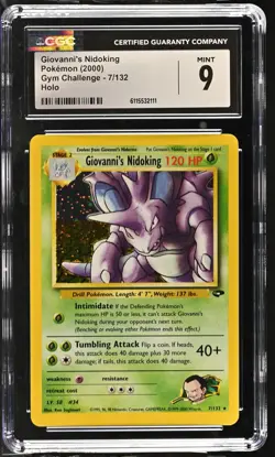 CGC 9 MINT Giovanni's Nidoking 2000 Gym Challenge 7/132 Holo Pokemon Card - Image 1