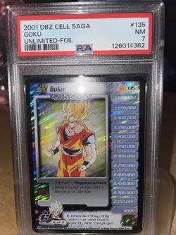 DBZ Dragon Ball Z Goku Cell Saga Level 4 Foil Holo Card Unlimited CCG 135 PSA 7 - Image 1