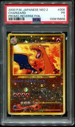 PSA 1 Charizard Reverse Foil 006 Japanese Neo 2 Promo 2000 Pokemon Card - Image 1