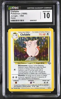 CGC 10 GEM MINT Clefable 1999 Jungle 1/64 Holo Pokemon Card - Image 1
