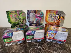 Pokemon TCG: Paradox Clash/Destinies—Iron Leaves-Walking Wake-Gouging Fires Tins - Image 2