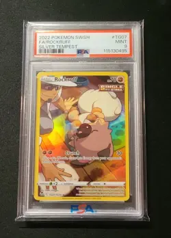 PSA 9 ROCKRUFF #TG07 FULL ART SILVER TEMPEST POKEMON tg07/tg30 swsh - Image 1