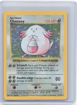 1999 Pokemon—Chansey #3/102 Base Set (Shadowless)—Holo Rare(MP) - Image 1