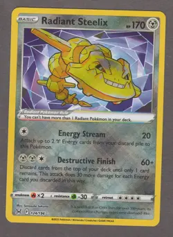 Radiant Steelix 124/196 Lost Origin Holo Rare Pokemon Card NM - Image 1