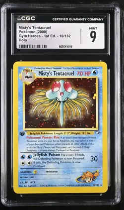 CGC 9 MINT Misty's Tentacruel Gym Heroes 1st Edition 10/132 Holo Pokemon Card - Image 1