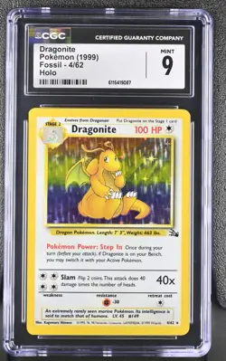 CGC 9 MINT Dragonite 1999 Fossil 4/62 Holo Pokemon Card - Image 1