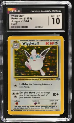 CGC 10 GEM MINT Wigglytuff 1999 Jungle 16/64 Holo Pokemon Card - Image 1