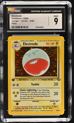 CGC 9 MINT Electrode 1999 Jungle 1st Edition 2/64 Holo Pokemon Card - Image 1