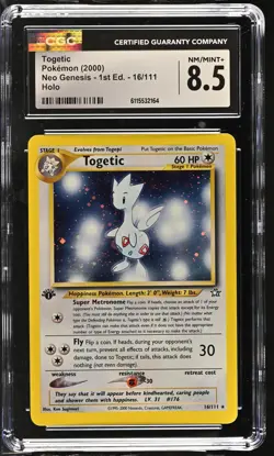 CGC 8.5 Togetic Neo Genesis 1st Edition 16/111 Holo Pokemon Card - Image 1