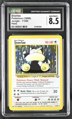 CGC 8.5 Snorlax 1999 Jungle 11/64 Holo Pokemon Card - Image 1
