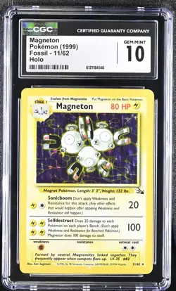 CGC 10 GEM MINT Magneton 1999 Fossil 11/62 Holo Pokemon Card - Image 1