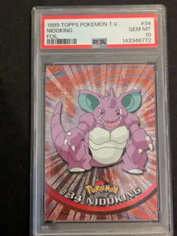 1999 Topps Pokemon TV Nidoking #34 Foil PSA 10 (Pop 19) - Image 1