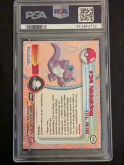 1999 Topps Pokemon TV Nidoking #34 Foil PSA 10 (Pop 19) - Image 2