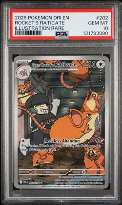 2025 POKEMON DRI EN-DESTINED RIVALS #202 TEAM ROCKET'S RATICATE PSA 10 - Image 1