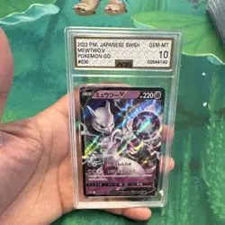 Pokemon TCG S12a Vstar Universe Mewtwo V Double Rare Holo 050/172 2022 AGS 10 - Image 1
