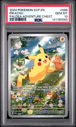 2024 POKEMON SVP EN-SV BLACK STAR PROMO PALDEA ADVENTURE CHEST PIKACHU PSA 10 - Image 1