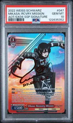 PSA 10 Weiss Schwarz Mikasa Recovery Mission SSP Signature Attack on Titan AOT - Image 1