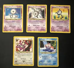 Pokemon Neo Revelation Card Lot LP – Unown B K Y, Goldeen & Aipom – Vintage WOTC - Image 1