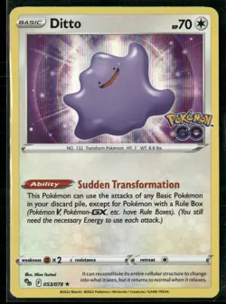Pokemon - Ditto Card 053/078 Rare Holo Pokemon Go LP - Image 1