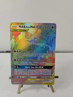 Muk & Alolan Muk GX ⭐ 220/214 Holo Rare Rainbow Unbroken Bonds 2019 Pokemon NM - Image 1