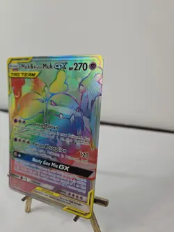 Muk & Alolan Muk GX ⭐ 220/214 Holo Rare Rainbow Unbroken Bonds 2019 Pokemon NM - Image 3