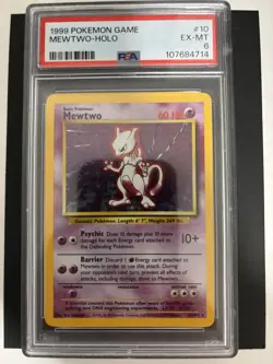 Pokemon TCG 1999 Mewtwo 10/102 Base Set Holo Rare PSA 6 English Wizards Basic - Image 1