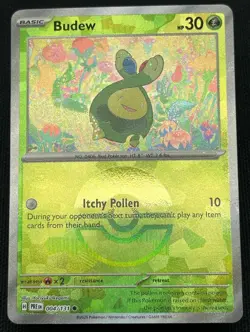 Budew PokeBall Reverse Holo 004/131 Pokemon Prismatic Evolutions NM - Image 2