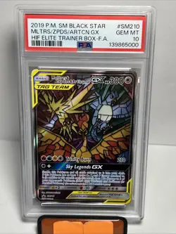 2019 POKEMON SM BLACK STAR PROMO FULL ART/MOLTRES & ZAPDOS & ARTICUNO GX PSA 10 - Image 1