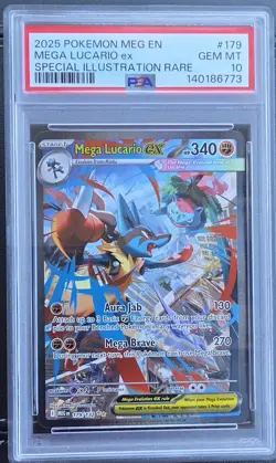 2025 Pokemon Mega Evolution Mega Lucario ex Special Illustration PSA 10 #179/132 - Image 1
