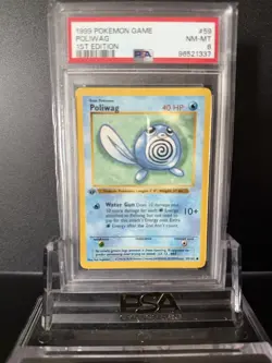 Pokemon TCG 1st Edition PSA 8 Poliwag Base Set 59/102 - Image 1