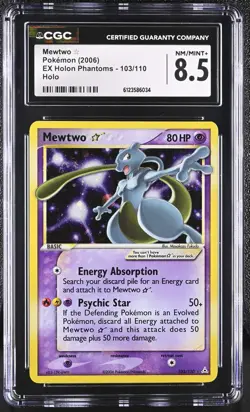CGC 8.5 Mewtwo Gold Star 2006 EX Holon Phantoms 103/110 Holo SWIRL Pokemon Card - Image 1