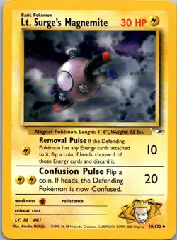 Pokemon TCG Lt Surges Magnemite 50/132 Gym Heroes LP - Image 1