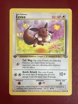 Pokemon Jungle Eevee 51/64 Regular 1st Edition Set Common (HP) Vintage - Image 1