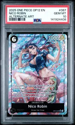 PSA 10 2025 ONE PIECE OP12 LEGACY OF THE MASTER #087 NICO ROBIN ALTERNATE ART - Image 1